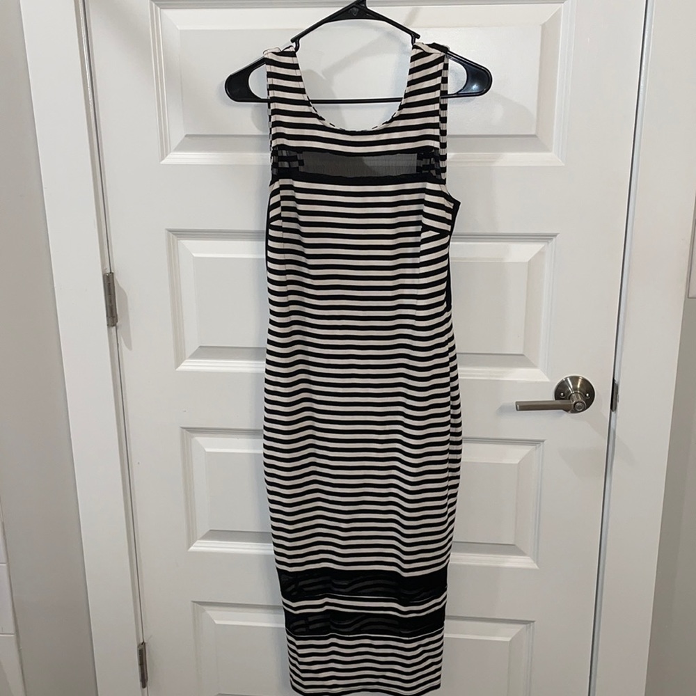 Striped sheer midi